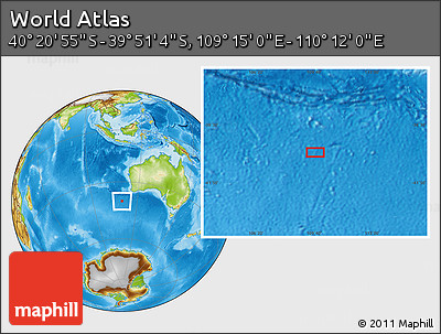 Physical Location Map of the Area around 40° 6' 0" S, 109° 43' 29" E