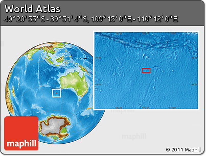 Physical Location Map of the Area around 40° 6' 0" S, 109° 43' 29" E