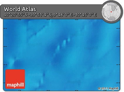 Physical Map of the Area around 40° 6' 0" S, 10° 16' 30" E