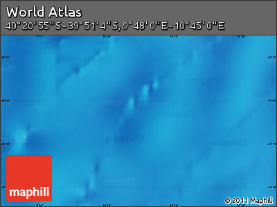 Physical Map of the Area around 40° 6' 0" S, 10° 16' 30" E