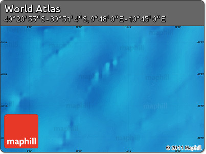 Physical Map of the Area around 40° 6' 0" S, 10° 16' 30" E