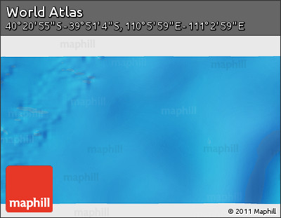 Physical 3D Map of the Area around 40° 6' 0" S, 110° 34' 29" E