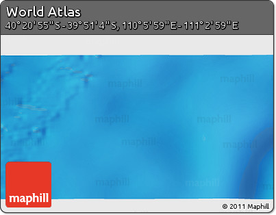 Physical 3D Map of the Area around 40° 6' 0" S, 110° 34' 29" E