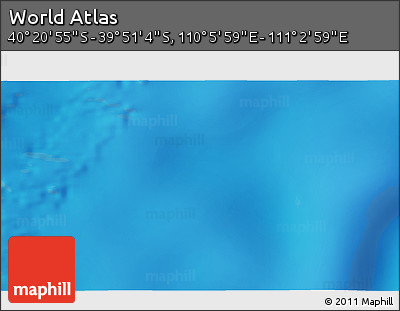 Shaded Relief 3D Map of the Area around 40° 6' 0" S, 110° 34' 29" E