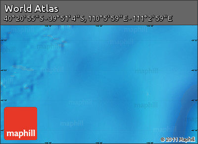 Physical Map of the Area around 40° 6' 0" S, 110° 34' 29" E