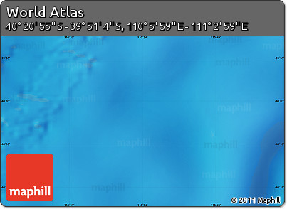 Physical Map of the Area around 40° 6' 0" S, 110° 34' 29" E
