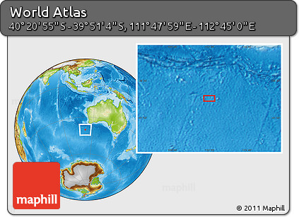 Physical Location Map of the Area around 40° 6' 0" S, 112° 16' 30" E