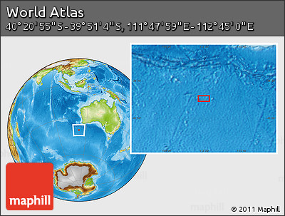 Physical Location Map of the Area around 40° 6' 0" S, 112° 16' 30" E