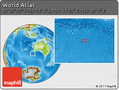 Physical Location Map of the Area around 40° 6' 0" S, 112° 16' 30" E