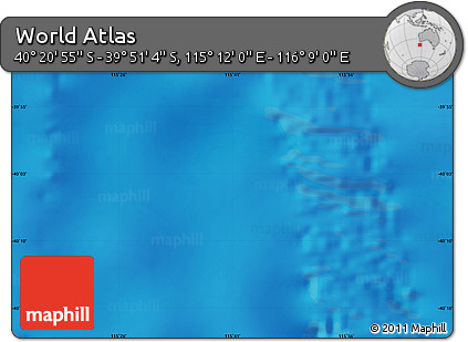 Physical Map of the Area around 40° 6' 0" S, 115° 40' 30" E