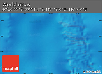 Physical Map of the Area around 40° 6' 0" S, 115° 40' 30" E