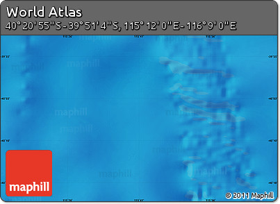 Physical Map of the Area around 40° 6' 0" S, 115° 40' 30" E