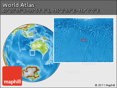 Physical Location Map of the Area around 40° 6' 0" S, 116° 31' 30" E