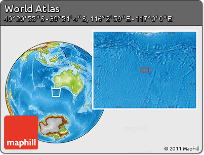 Physical Location Map of the Area around 40° 6' 0" S, 116° 31' 30" E