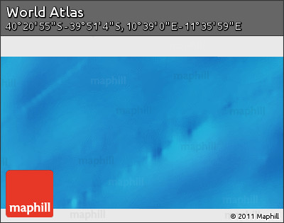 Physical 3D Map of the Area around 40° 6' 0" S, 11° 7' 30" E