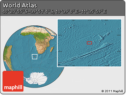 Satellite Location Map of the Area around 40° 6' 0" S, 11° 7' 30" E