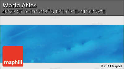 Physical Panoramic Map of the Area around 40° 6' 0" S, 11° 7' 30" E