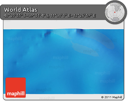 Shaded Relief 3D Map of the Area around 40° 6' 0" S, 11° 58' 29" E