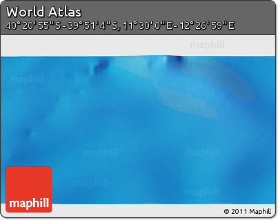 Shaded Relief 3D Map of the Area around 40° 6' 0" S, 11° 58' 29" E