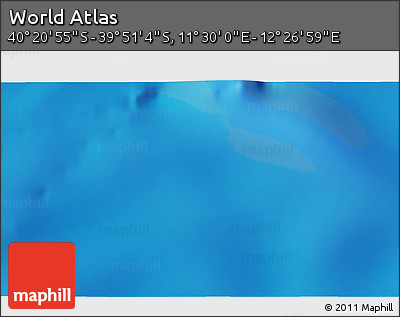 Shaded Relief 3D Map of the Area around 40° 6' 0" S, 11° 58' 29" E