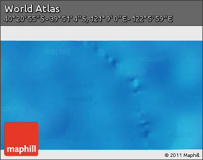 Physical 3D Map of the Area around 40° 6' 0" S, 121° 37' 30" E