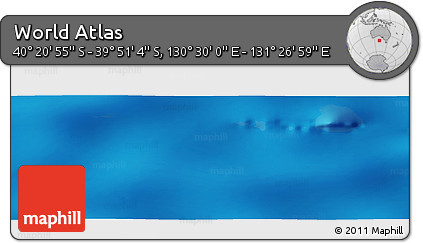 Physical Panoramic Map of the Area around 40° 6' 0" S, 130° 58' 29" E