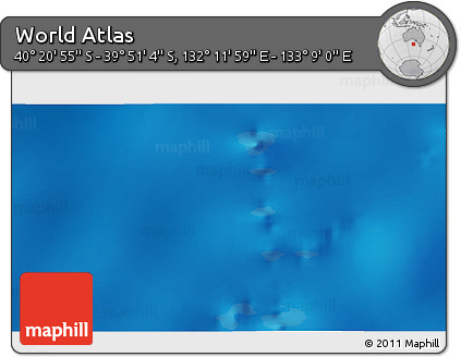 Shaded Relief 3D Map of the Area around 40° 6' 0" S, 132° 40' 30" E