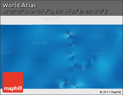 Shaded Relief 3D Map of the Area around 40° 6' 0" S, 132° 40' 30" E