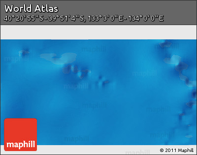 Shaded Relief 3D Map of the Area around 40° 6' 0" S, 133° 31' 30" E