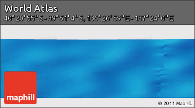 Physical Panoramic Map of the Area around 40° 6' 0" S, 136° 55' 30" E