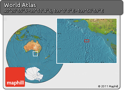 Satellite Location Map of the Area around 40° 6' 0" S, 139° 28' 29" E