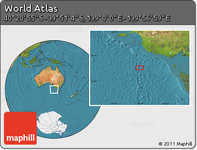 Satellite Location Map of the Area around 40° 6' 0" S, 139° 28' 29" E