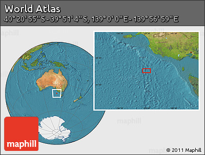 Satellite Location Map of the Area around 40° 6' 0" S, 139° 28' 29" E