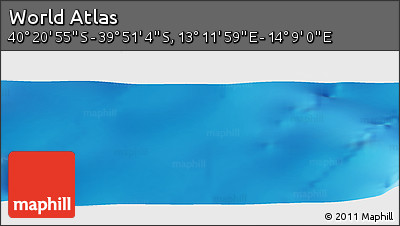 Physical Panoramic Map of the Area around 40° 6' 0" S, 13° 40' 30" E