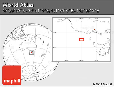 Blank Location Map of the Area around 40° 6' 0" S, 142° 1' 30" E