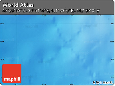 Physical Map of the Area around 40° 6' 0" S, 142° 1' 30" E