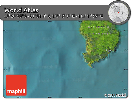 Satellite Map of the Area around 40° 6' 0" S, 143° 43' 29" E