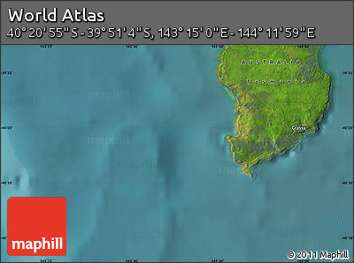 Satellite Map of the Area around 40° 6' 0" S, 143° 43' 29" E