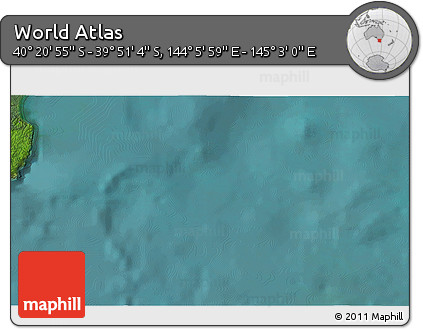 Satellite 3D Map of the Area around 40° 6' 0" S, 144° 34' 29" E