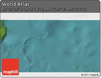Satellite 3D Map of the Area around 40° 6' 0" S, 144° 34' 29" E