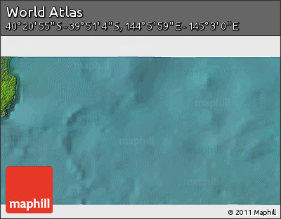 Satellite 3D Map of the Area around 40° 6' 0" S, 144° 34' 29" E