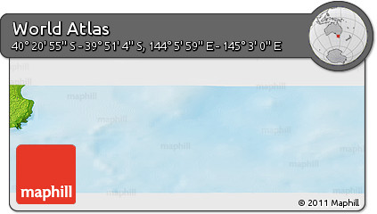 Physical Panoramic Map of the Area around 40° 6' 0" S, 144° 34' 29" E