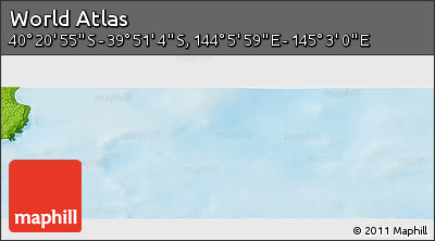 Physical Panoramic Map of the Area around 40° 6' 0" S, 144° 34' 29" E
