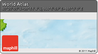 Physical Panoramic Map of the Area around 40° 6' 0" S, 144° 34' 29" E