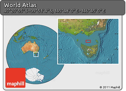 Satellite Location Map of the Area around 40° 6' 0" S, 146° 16' 30" E