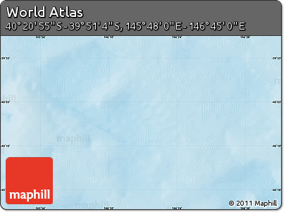 Physical Map of the Area around 40° 6' 0" S, 146° 16' 30" E