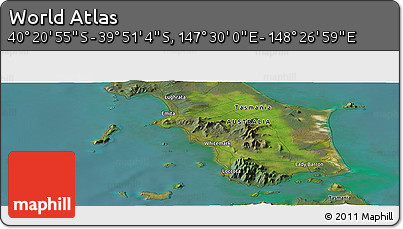 Satellite Panoramic Map of the Area around 40° 6' 0" S, 147° 58' 29" E