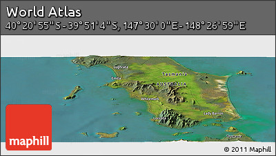 Satellite Panoramic Map of the Area around 40° 6' 0" S, 147° 58' 29" E