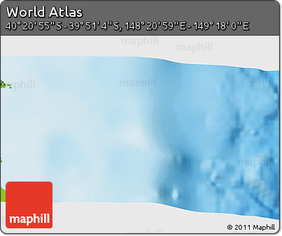 Physical 3D Map of the Area around 40° 6' 0" S, 148° 49' 29" E