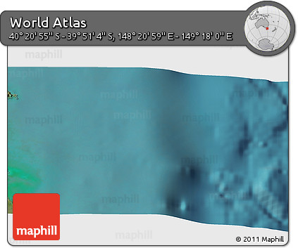Satellite 3D Map of the Area around 40° 6' 0" S, 148° 49' 29" E